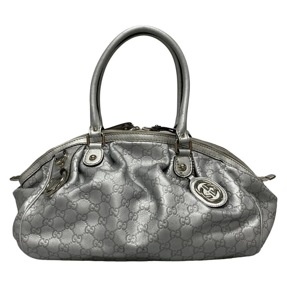 GUCCI Sukey Silver Leather Handbag bran658-102825